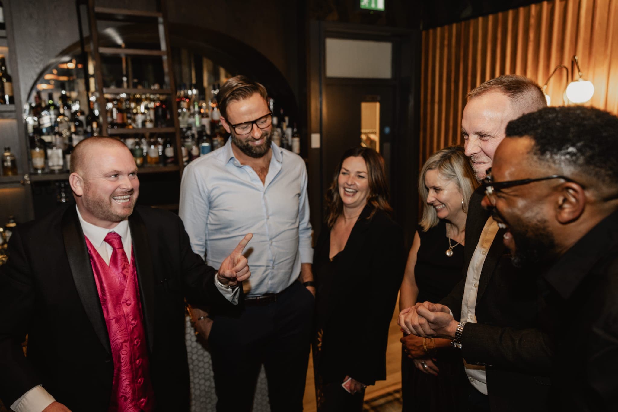 Corporate event guests reacting to magic